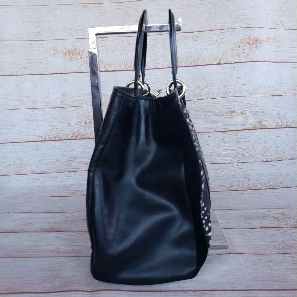 A. Bellucci Leather Suede Animal Print Satchel Made in Italy Multi Black